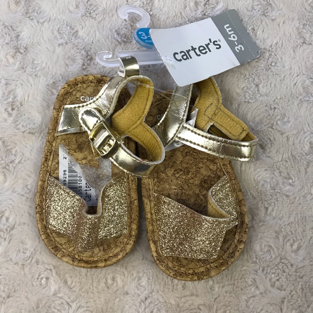 Carter’s Gold Sparkle Sandals Size 3-6 Months